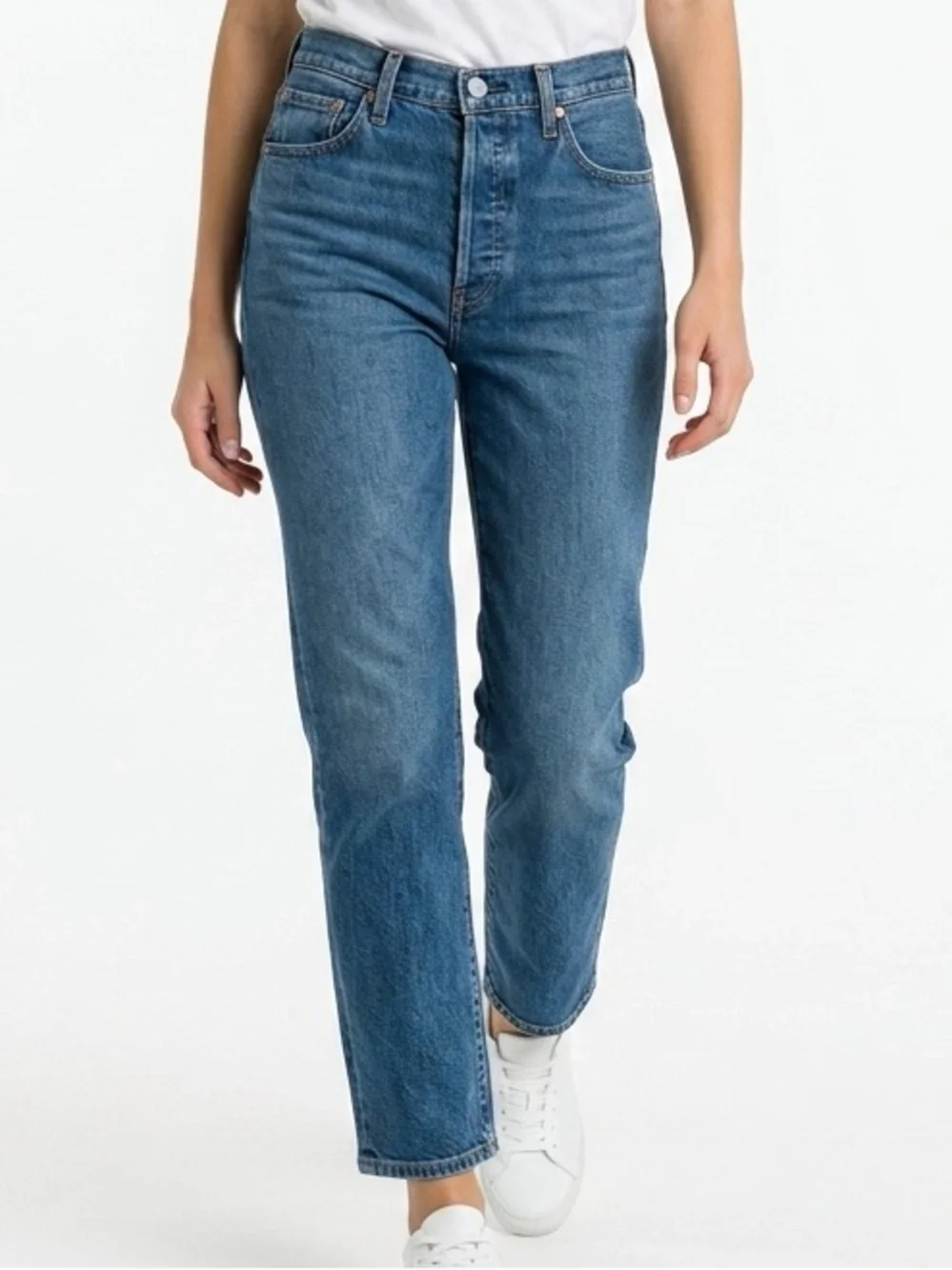 Levis Ribcage Straight Jeans Womens 32 Medium Wash Ultra‎ High Rise 79078-0016